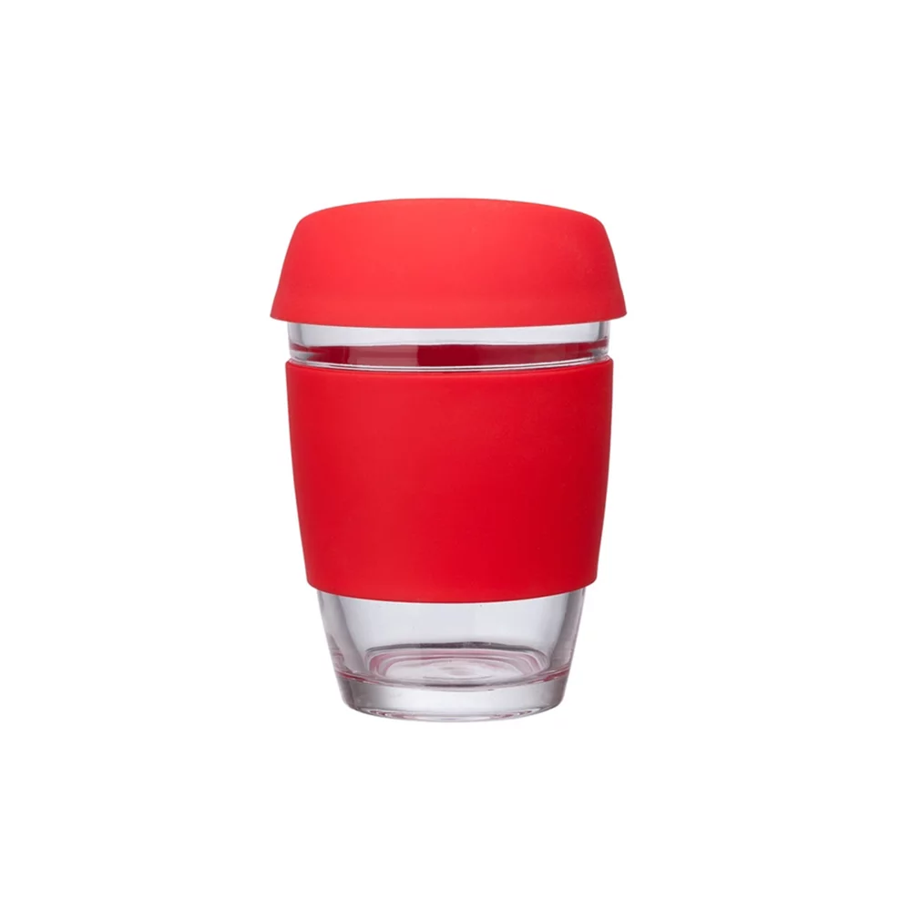 Tasse en verre de 12 oz avec poignée en silicone et couvercle