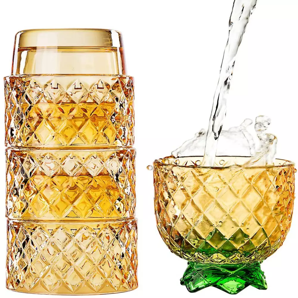 Ensembles de verres empilables colorés de 10 oz en forme d'ananas