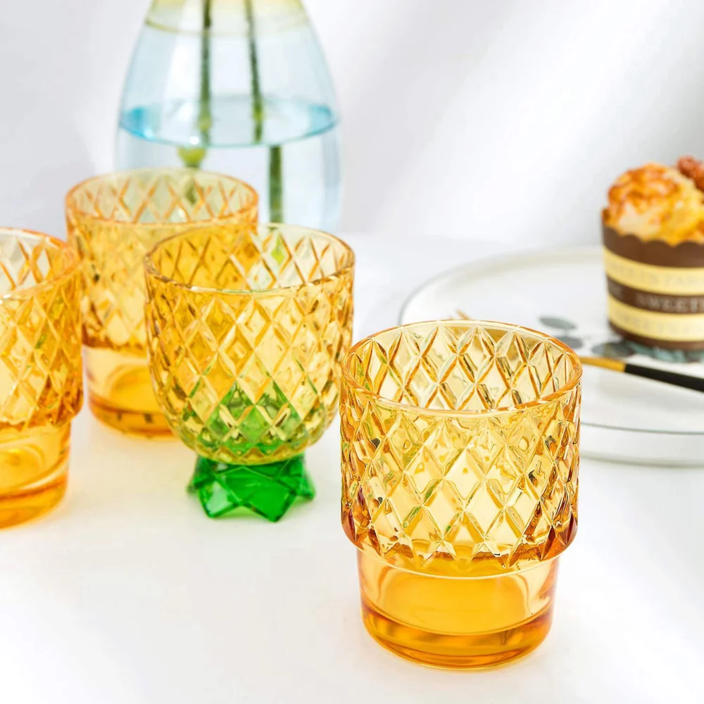Ensembles de verres empilables colorés de 10 oz en forme d'ananas