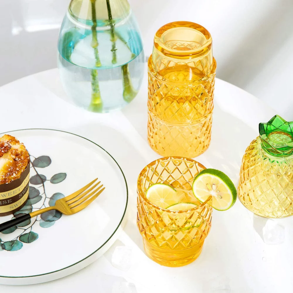 Ensembles de verres empilables colorés de 10 oz en forme d'ananas