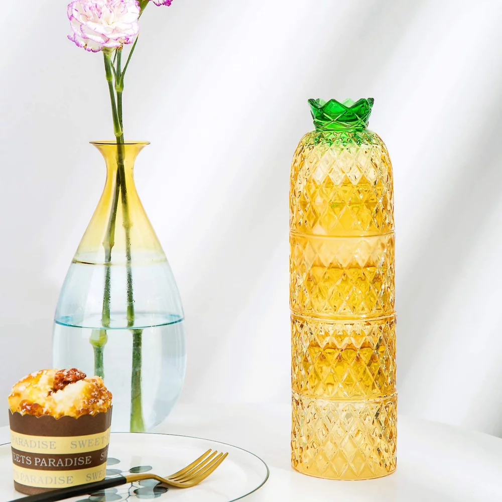 Ensembles de verres empilables colorés de 10 oz en forme d'ananas