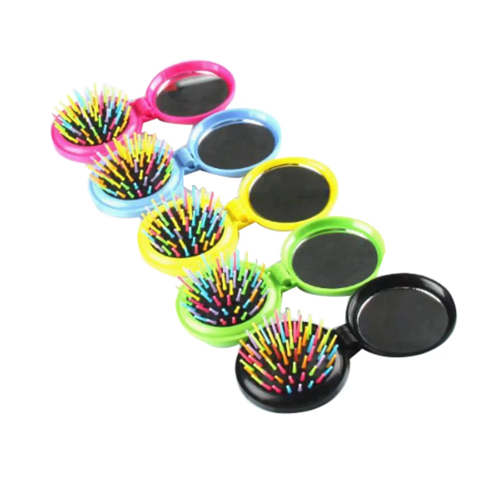 Brosse à cheveux pliante portable avec miroir de voyage