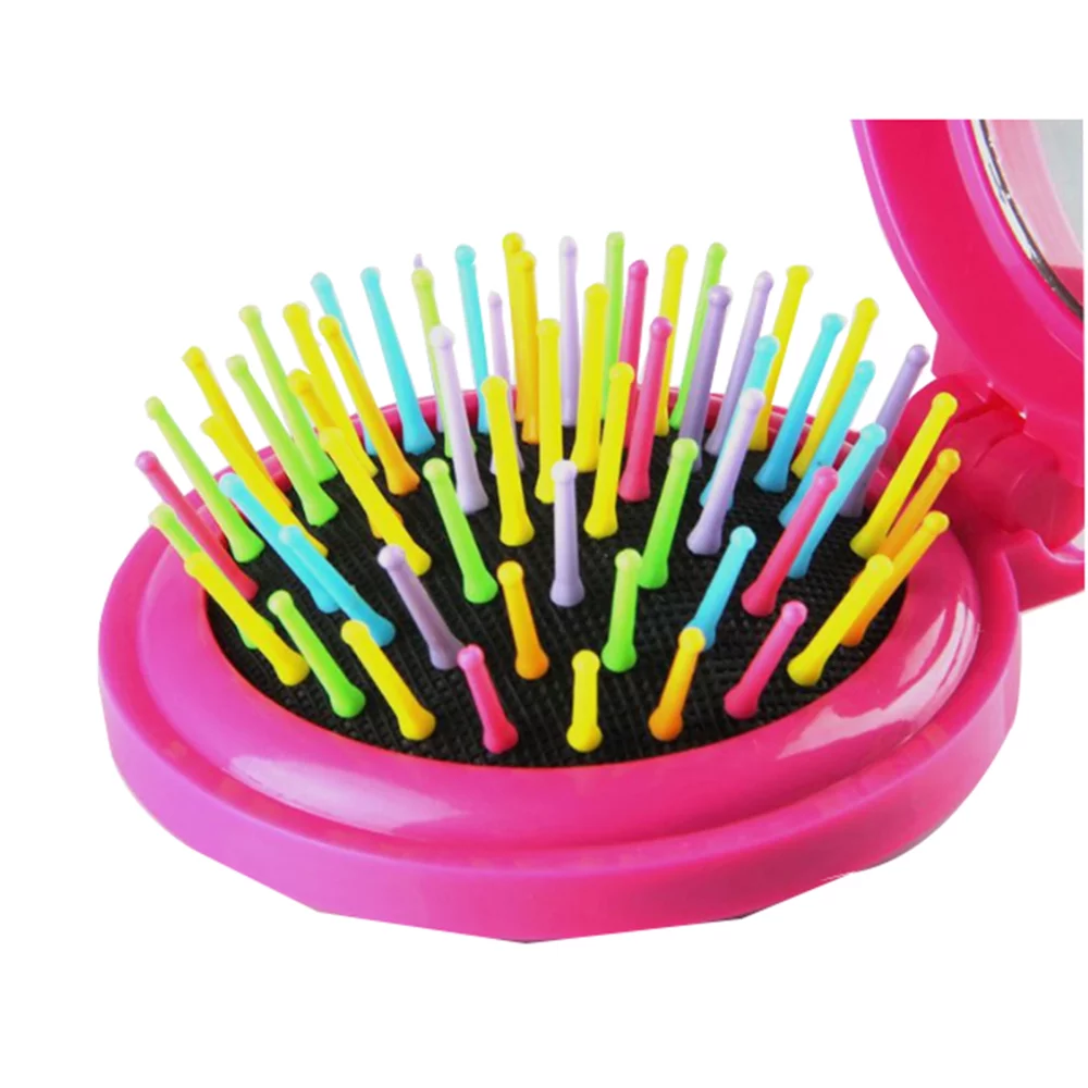Brosse à cheveux pliante portable avec miroir de voyage
