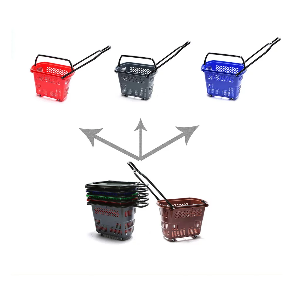Double Pull Rod Trolley or Shopping Basket with Wheels