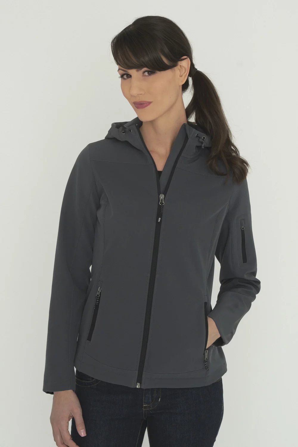 Coal Harbour® Everyday Hooded Water Repellent Stretch Soft Shell Ladies' Jacket