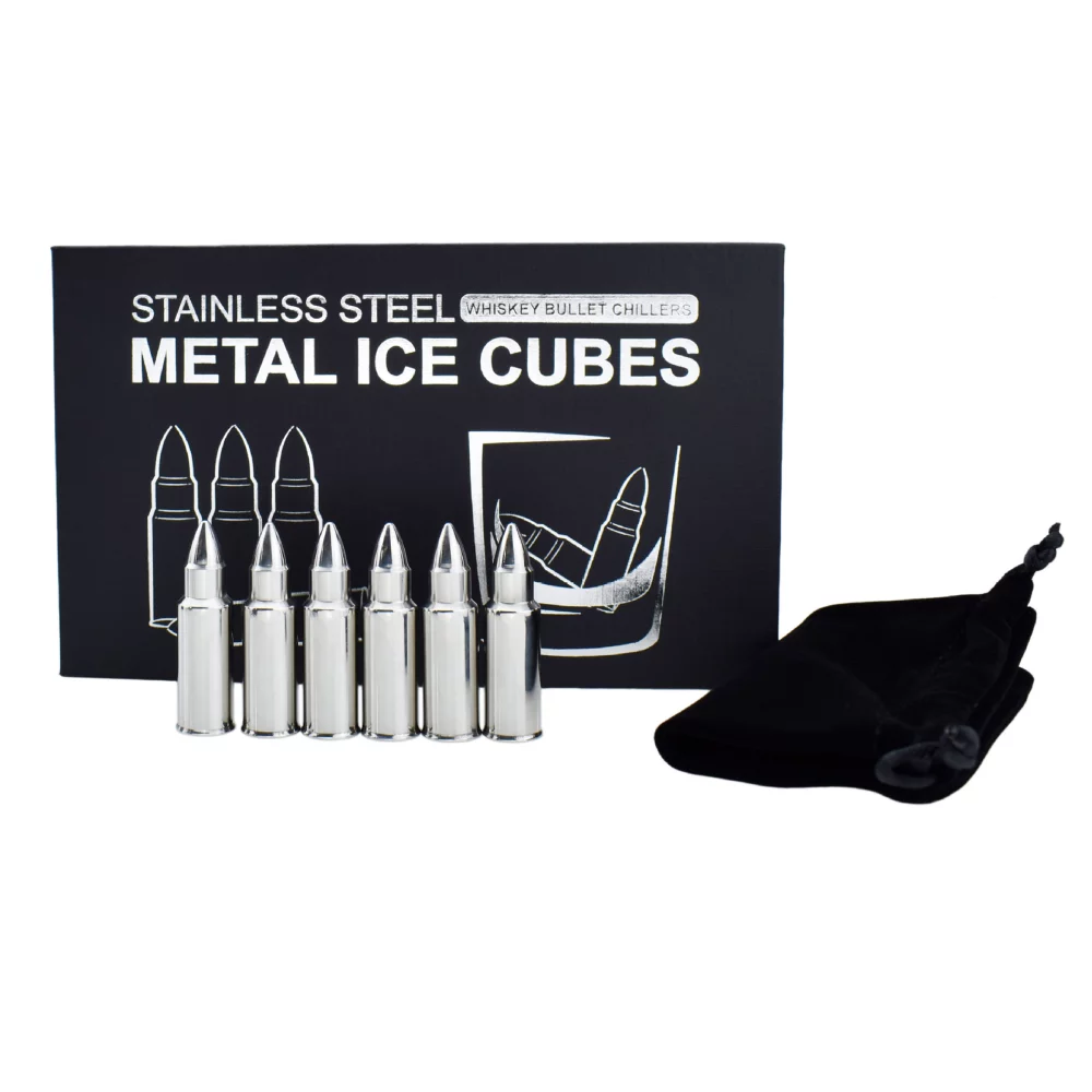 Ensemble de 6 glaçons en acier inoxydable avec étui