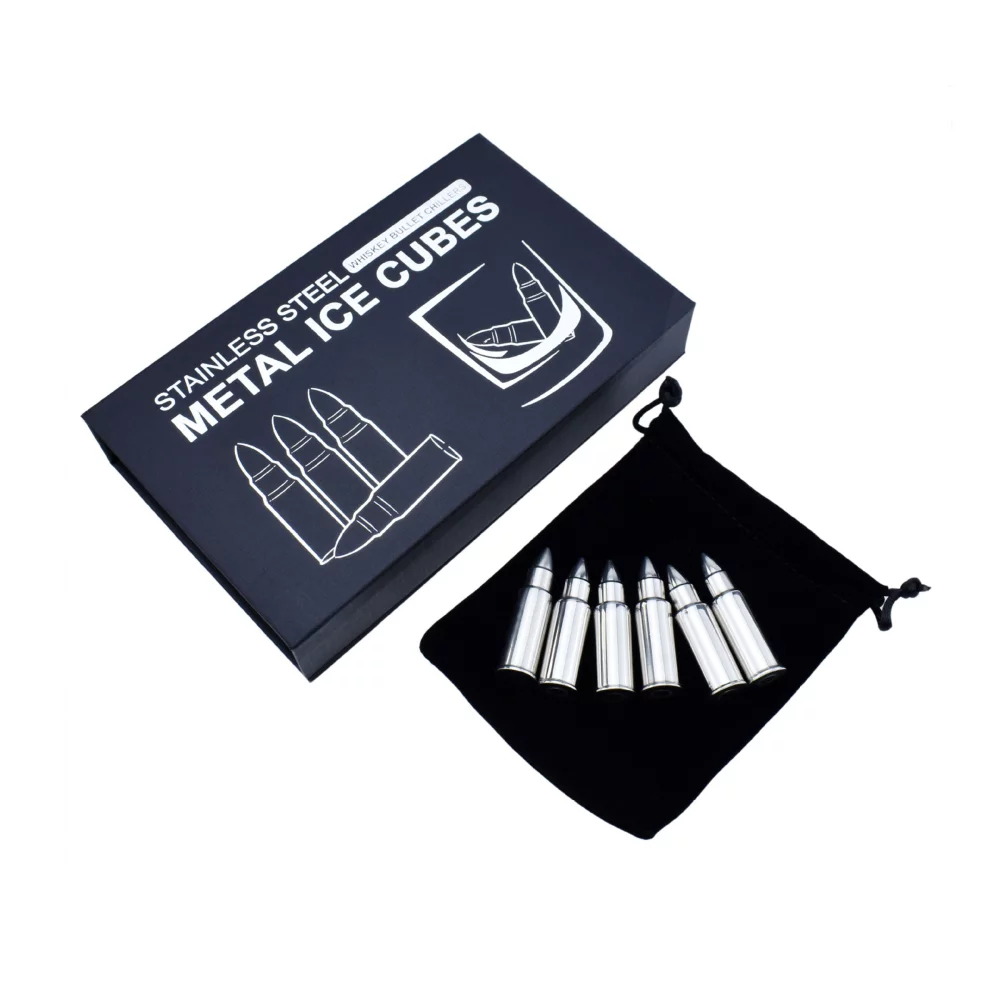 Ensemble de 6 glaçons en acier inoxydable avec étui