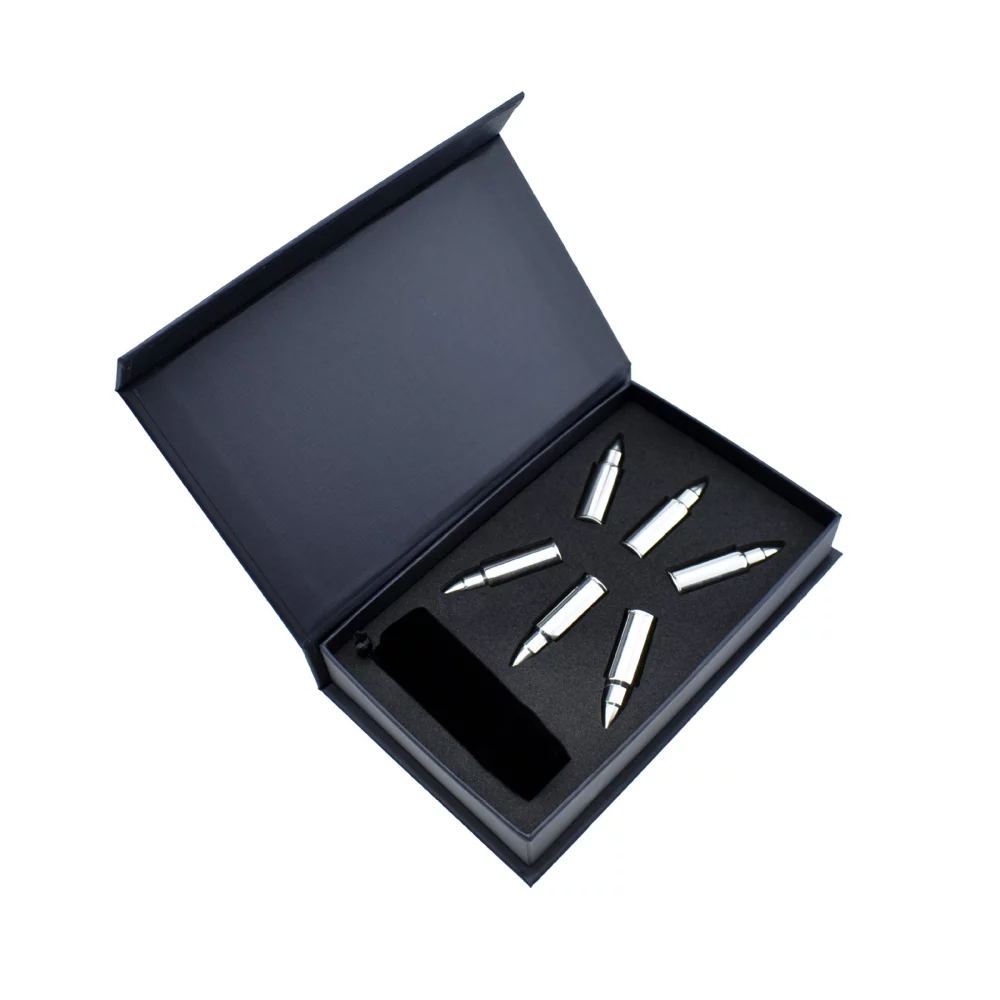 Ensemble de 6 glaçons en acier inoxydable avec étui