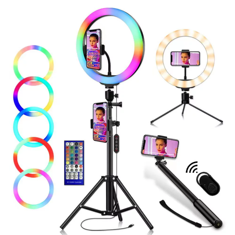 Lumière annulaire pour selfie avec support et support de téléphone