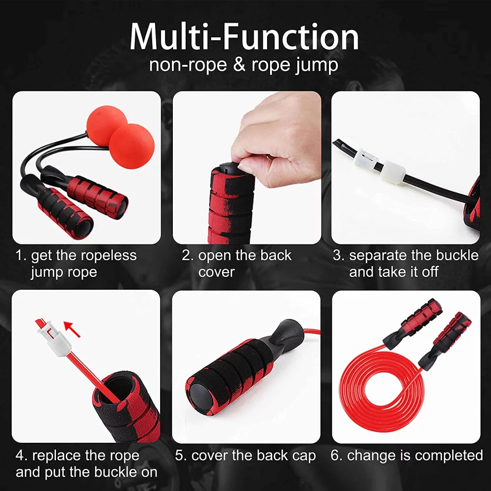 Corde à sauter sans fil 2 en 1 pour l'intérieur