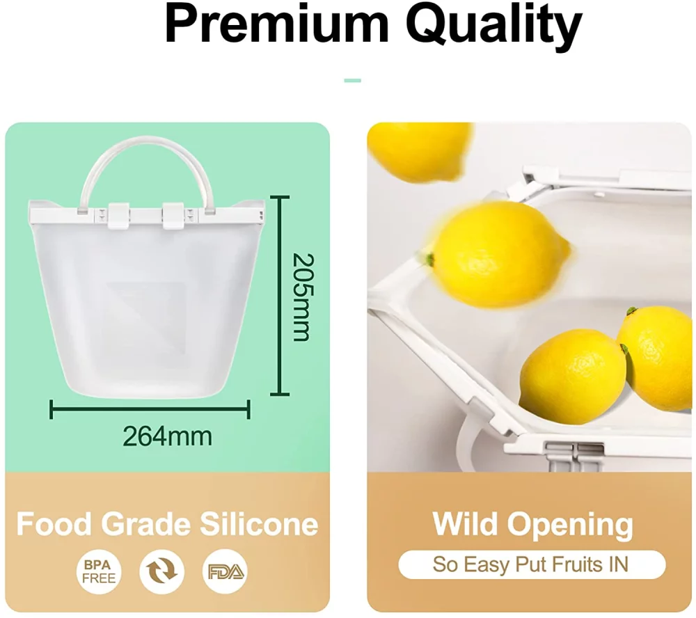 Sac de rangement alimentaire en silicone réutilisable