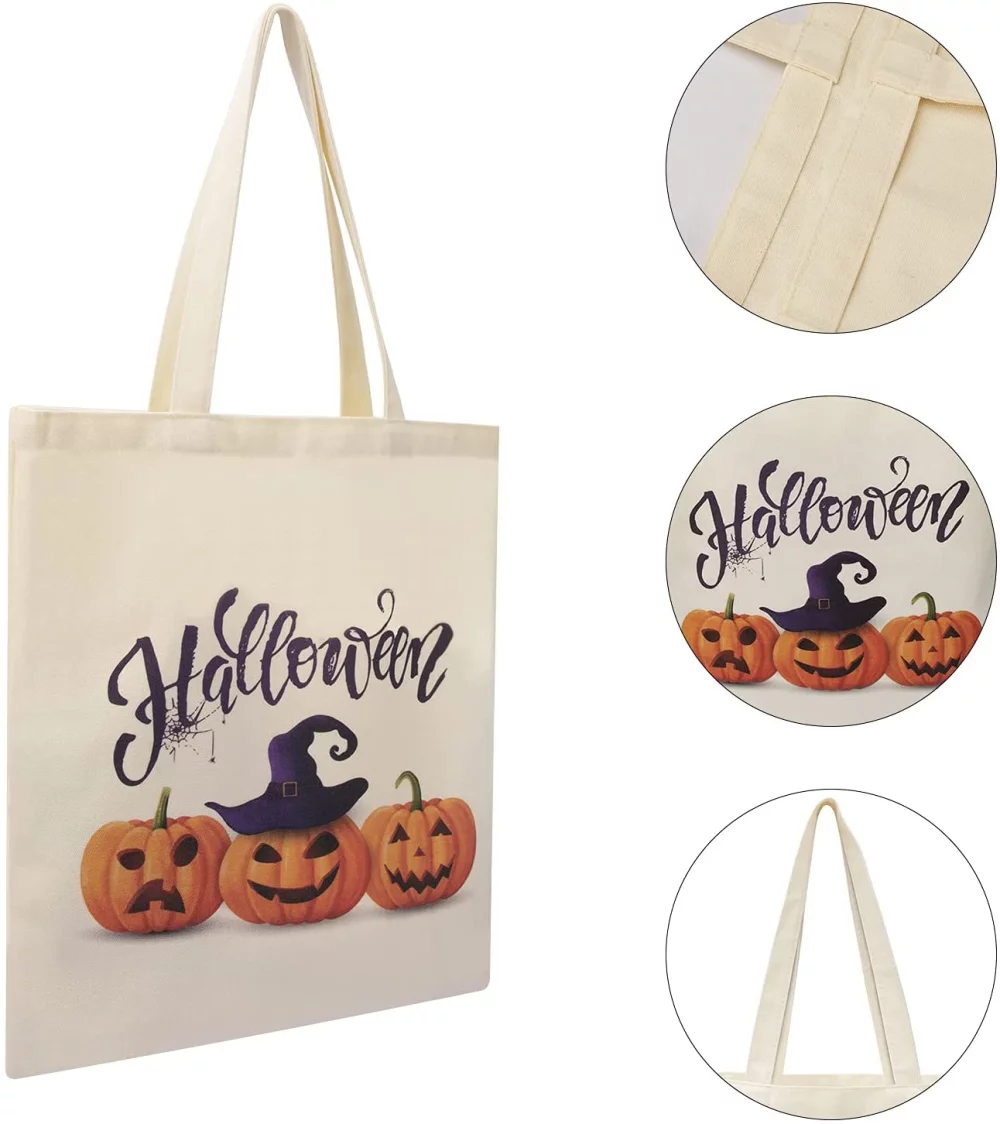Halloween Pattern Reusable Canvas Tote Bag
