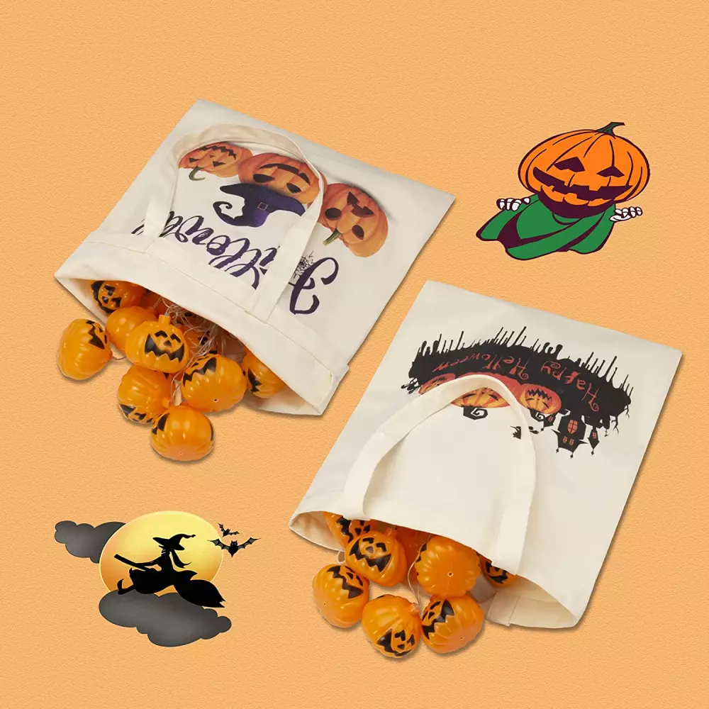 Halloween Pattern Reusable Canvas Tote Bag