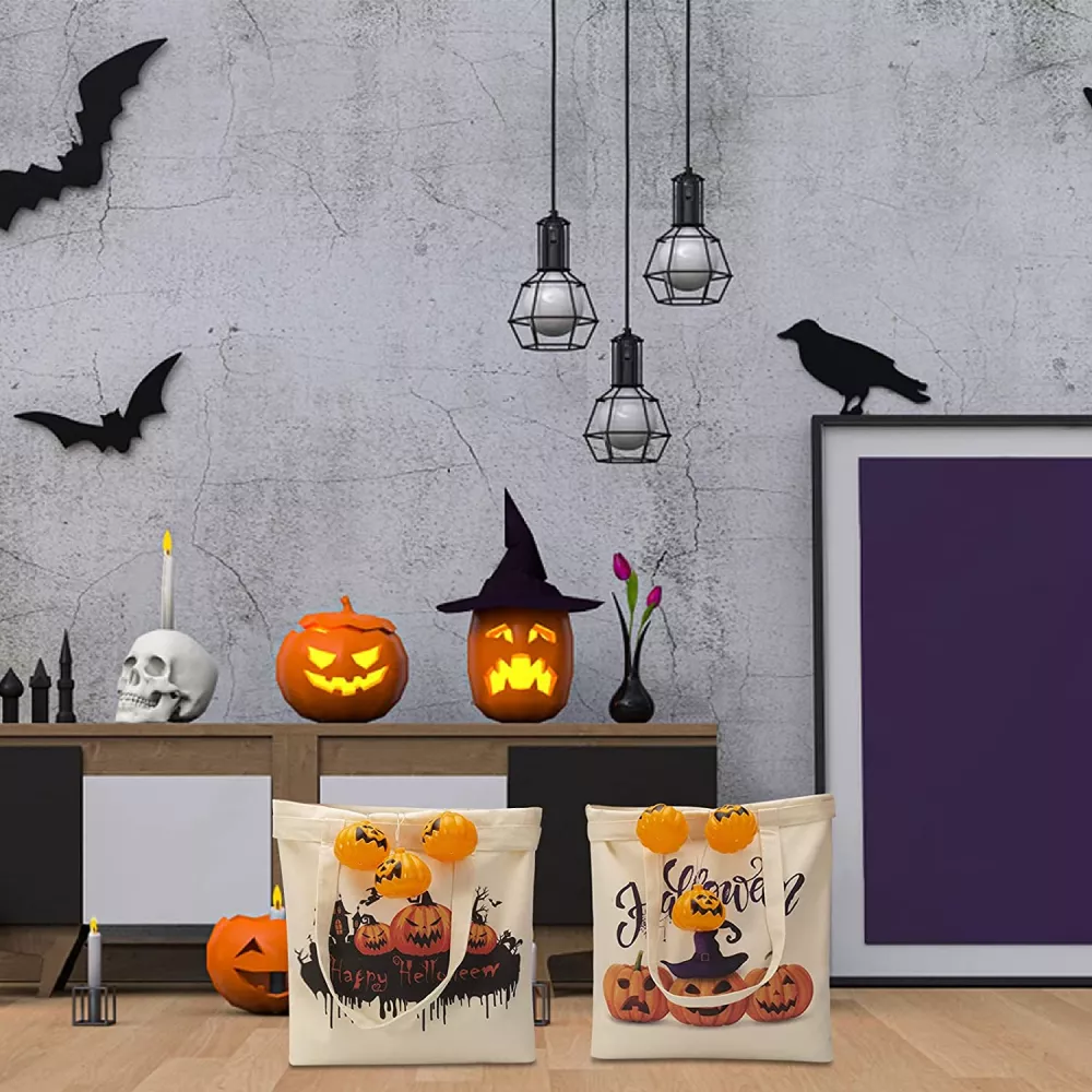 Halloween Pattern Reusable Canvas Tote Bag