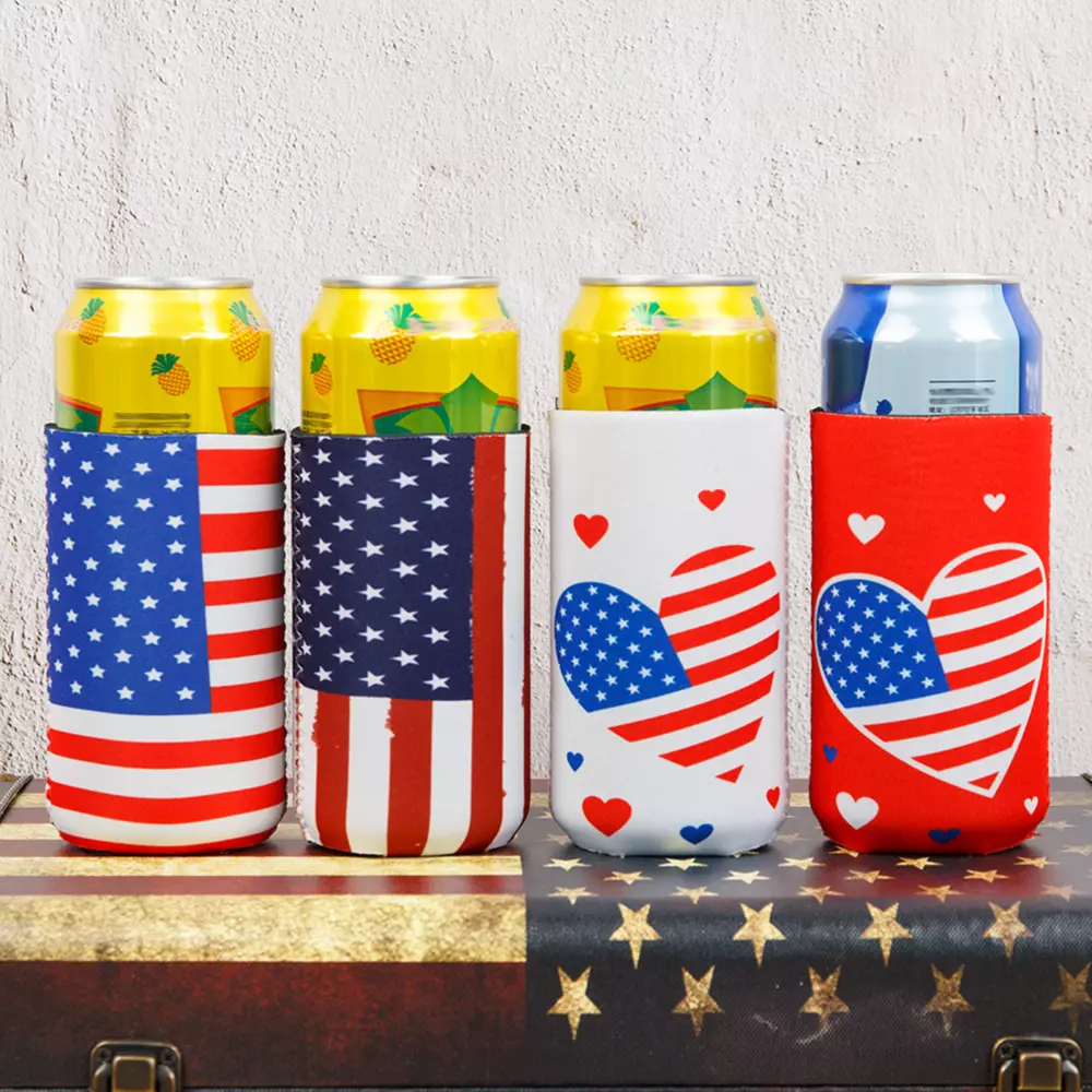 Housse de canette de bière à motif de drapeau américain
