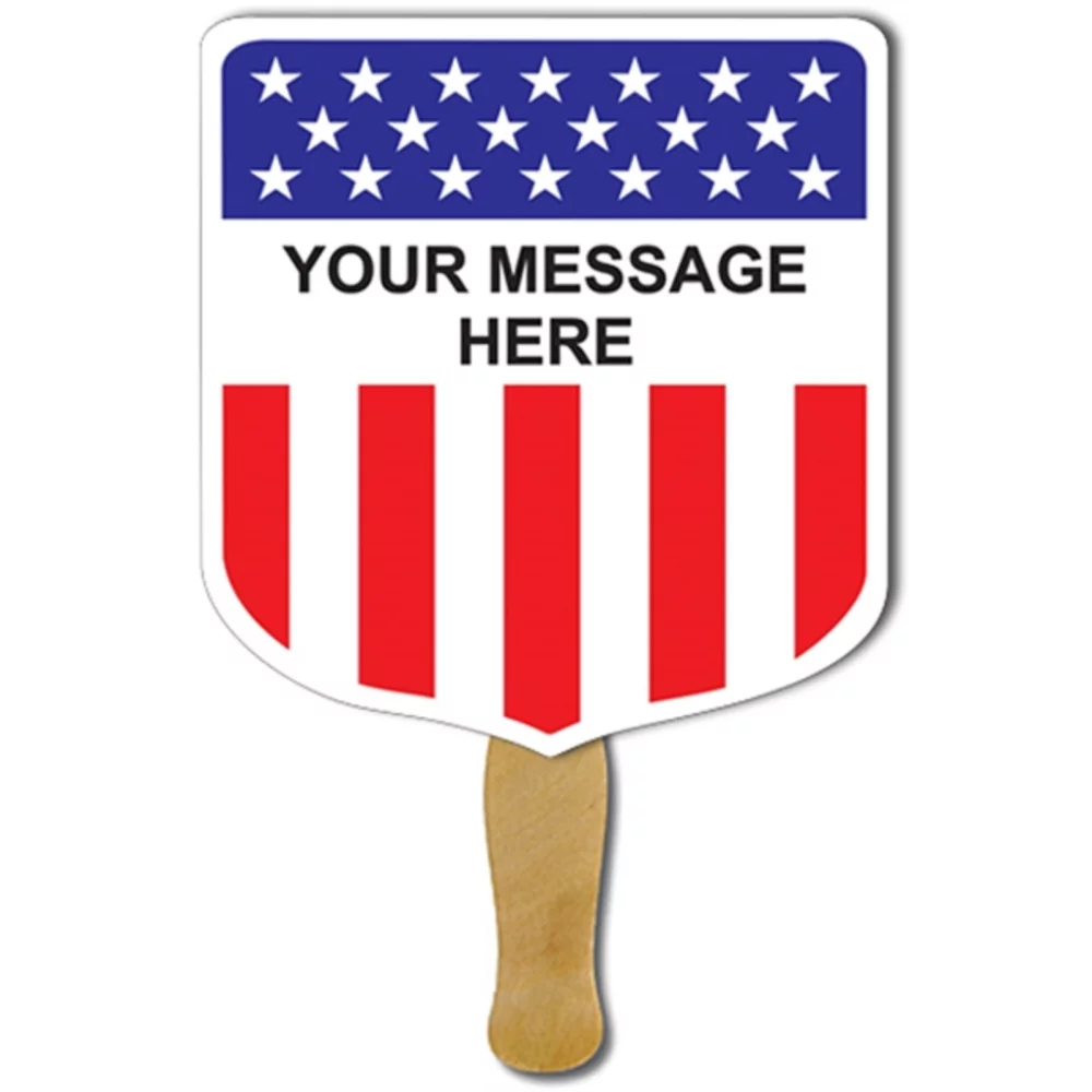 Éventail avec manche en bois de forme personnalisée