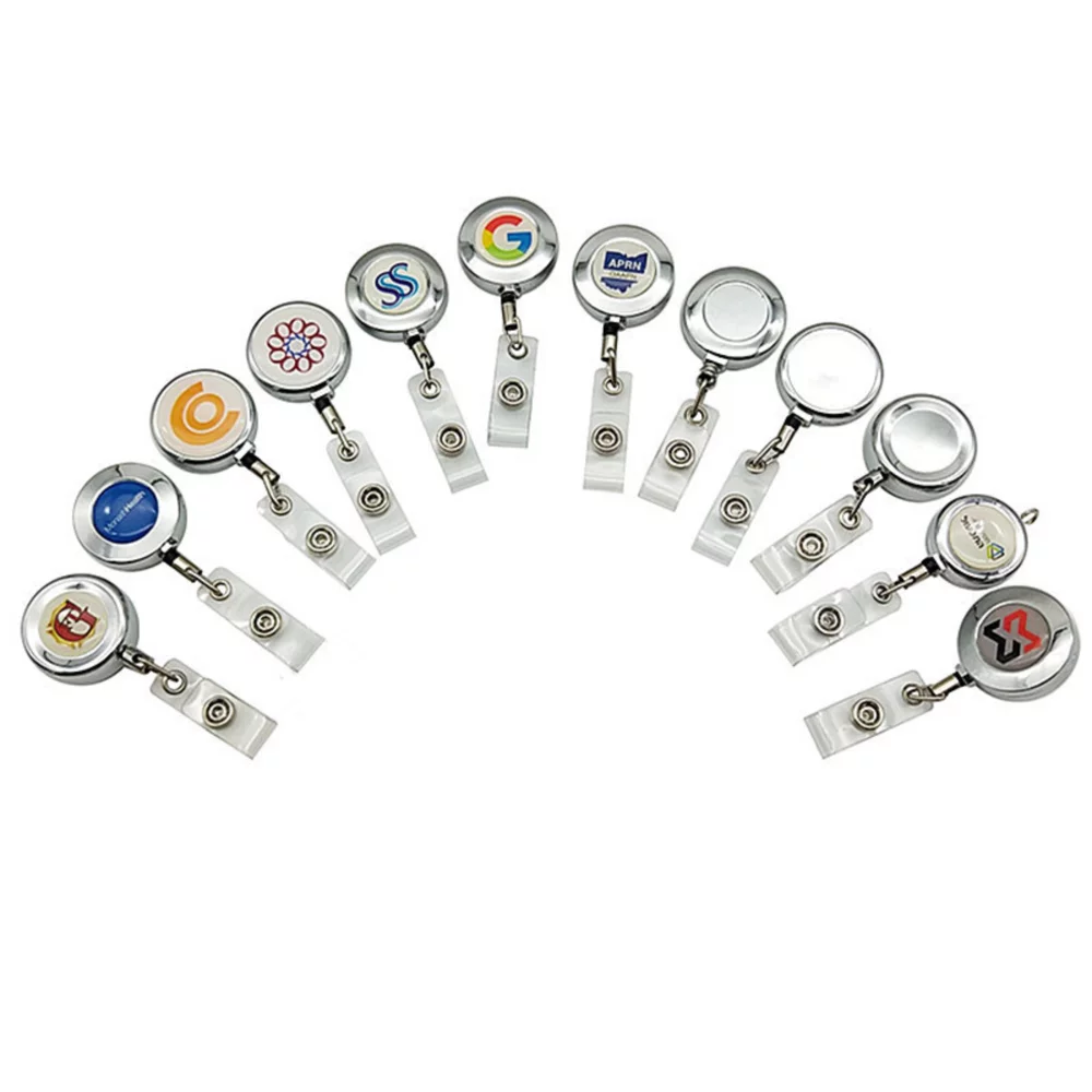 Silver Metal Retractable Badge Holder