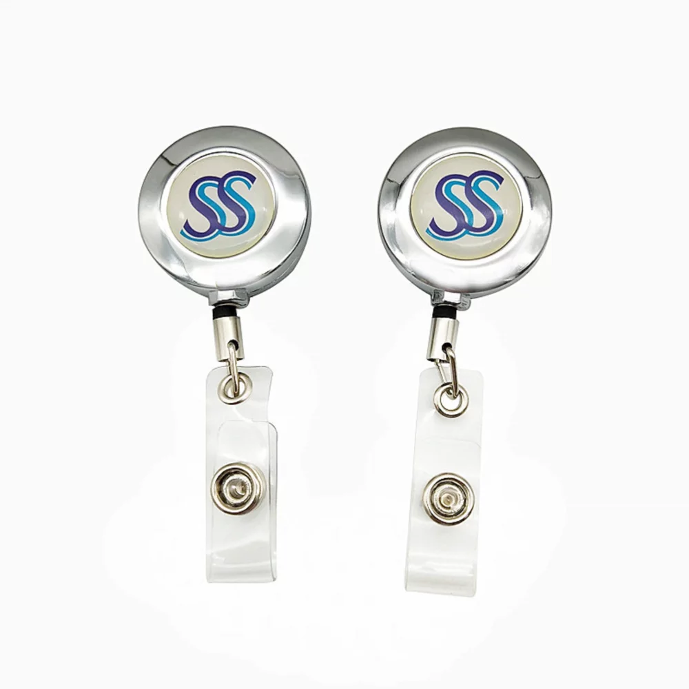 Silver Metal Retractable Badge Holder