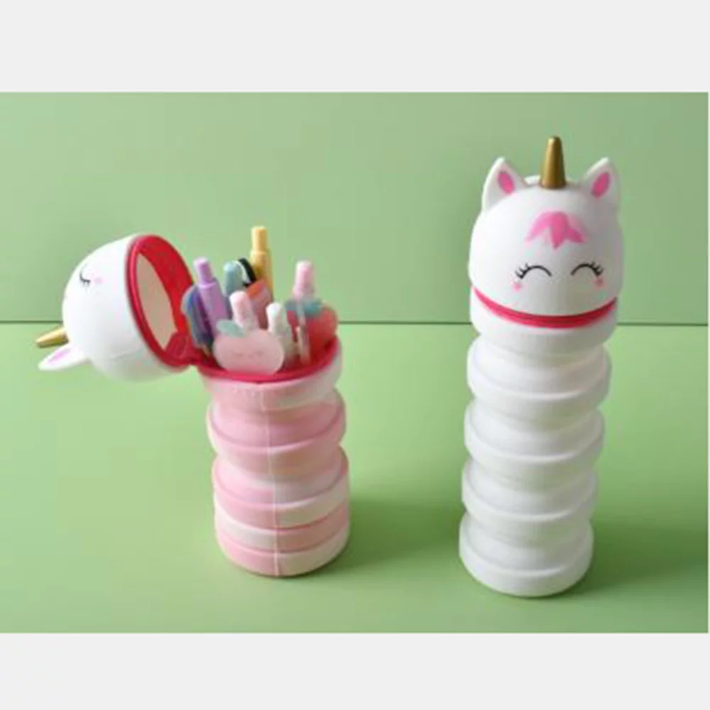 Unicorn Style Telescopic Stand Up Pencil Case With Zipper