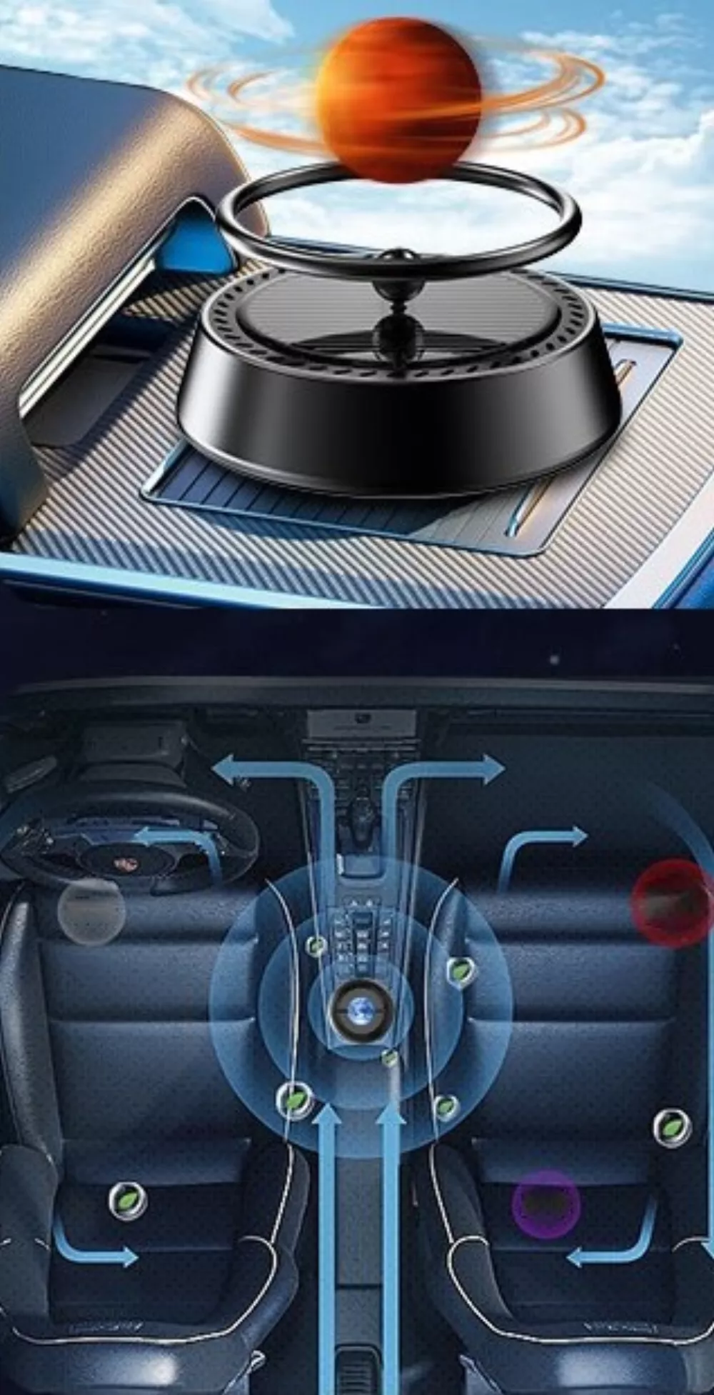 Désodorisant pour voiture à l'énergie solaire