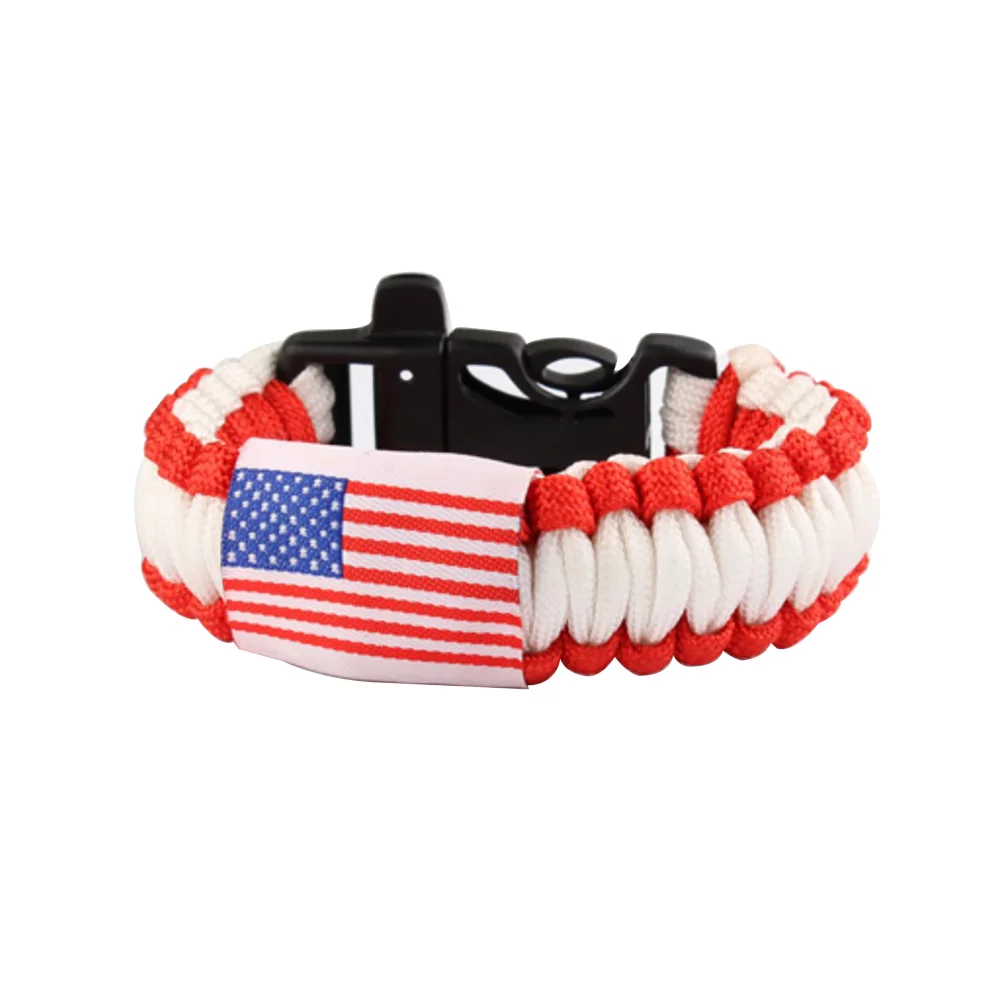 Bracelet en paracorde motif drapeau avec sifflet