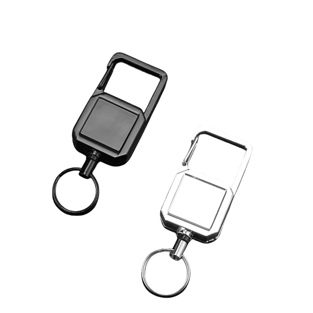 Retractable Square Metal Keychain