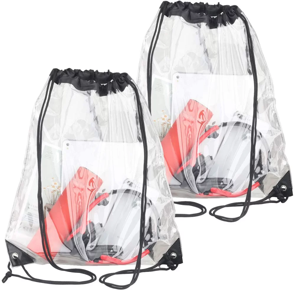 Clear drawstring bag