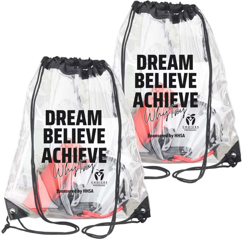 Clear drawstring bag