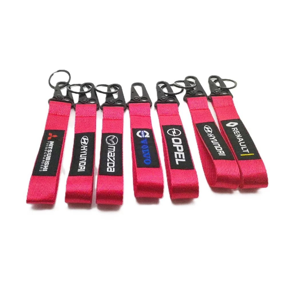 Nylon Wrist Motorcycle Keychain With Black Eagle Mouth Buckle
