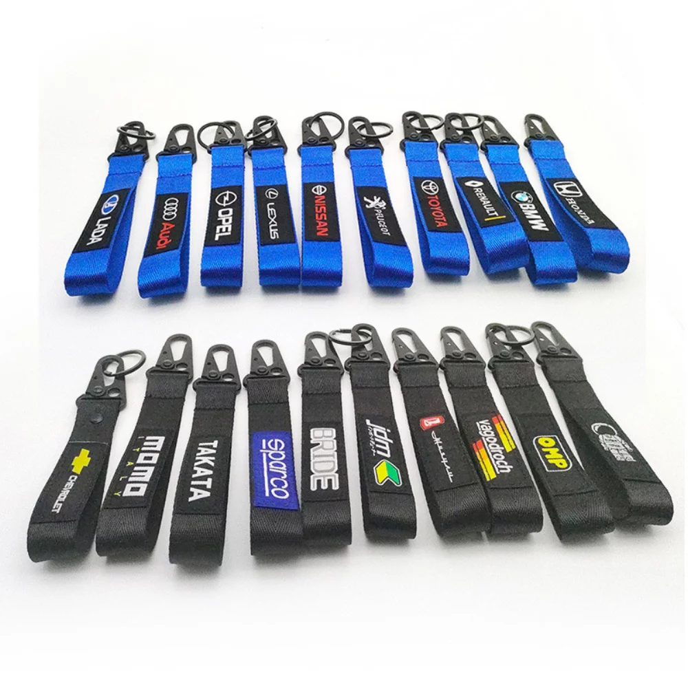 Nylon Wrist Motorcycle Keychain With Black Eagle Mouth Buckle