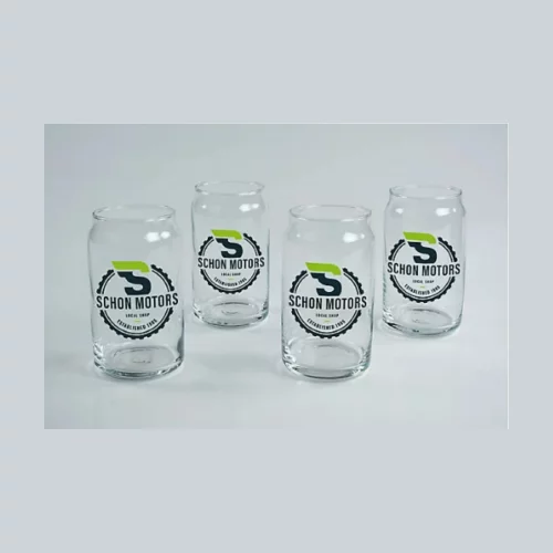 Ensemble cadeau en verre en forme de canette en couleur pleine, comprenant 4 verres.
