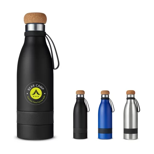 Bouteille sous vide à double paroi de 19 oz avec couvercle en liège