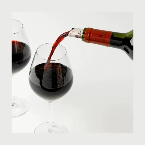 1 Anti-Drip Wine Pourer Disc with his White Plastic Carrier in a clear Polypropylene Bottle Neck Bag