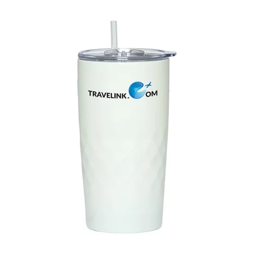 Montego 600 Ml. (20 Fl. Oz.) Double Walled Travel Tumbler With Straw