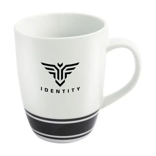 Deux tasses blanches/noires de 12 onces