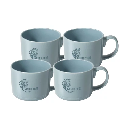 Ensemble de 4 tasses de 12 oz en bleu arctique Nina dans une boîte cadeau Raven.