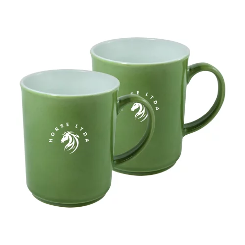 Ensemble de 2 tasses de 14 oz en vert/blanc 2 tons de Chypre dans une boîte cadeau Jet.