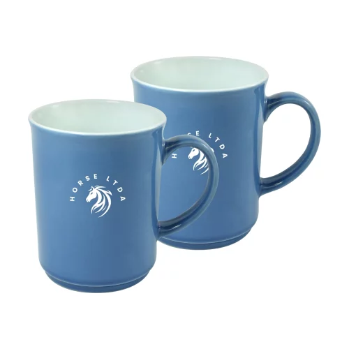 Ensemble de 2 tasses de 14 oz bleu/blanc 2 tons de Chypre dans une boîte cadeau Jet.