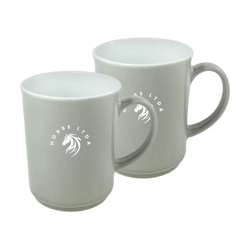 Ensemble de 2 tasses de 14 oz en pierre blanche bicolore de Chypre dans une boîte cadeau Jet.