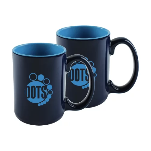 Ensemble de 2 tasses Hanna 14 oz bicolores bleu dans une boîte cadeau Jet