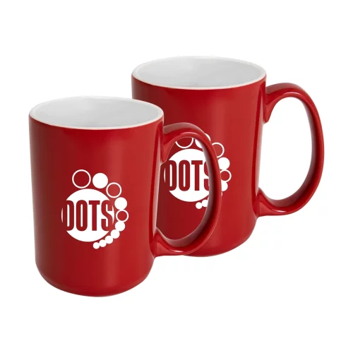 Ensemble de 2 tasses Hanna 14 oz bicolores rouge/blanc dans une boîte cadeau Jet.