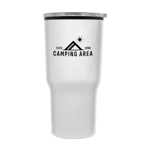 Dalton 20oz insulated plastic tumbler with push on lid White/Black