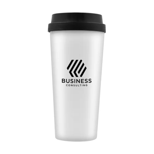 Bishop 17oz insulated plastic tumbler with lid White/Black