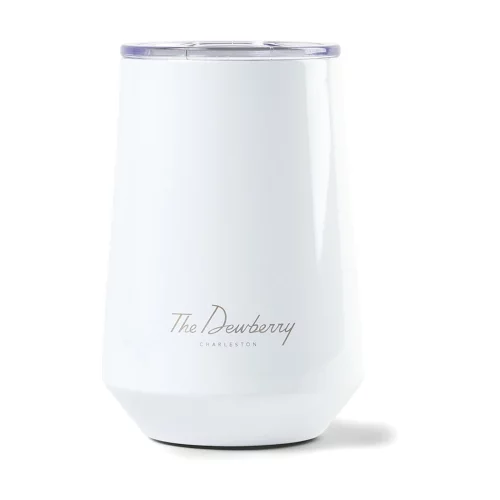 Gobelet à vin double paroi en acier inoxydable Aviana™ Clover - 12 oz. - Blanc opaque brillant