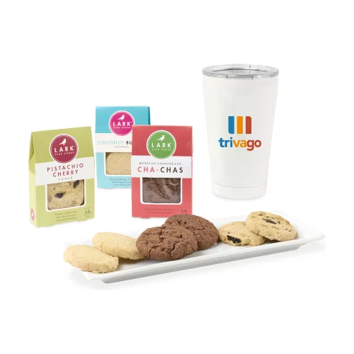 Boîte cadeau de biscuits et gobelet All Is Bright Lark - Blanc opaque brillant