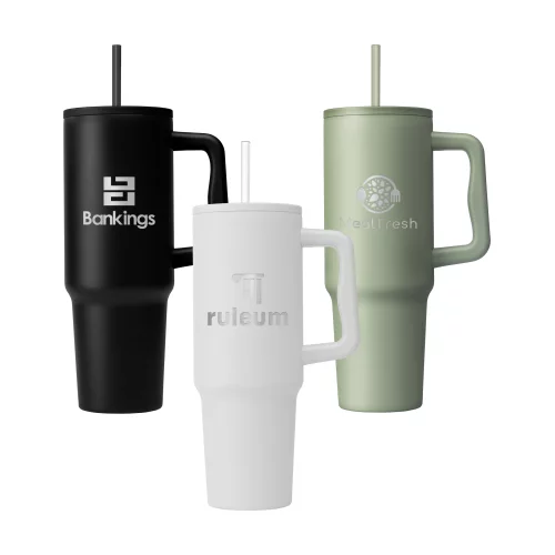 Polar Pro - Gobelet en acier inoxydable recyclé à double paroi de 40 oz avec paille - Laser