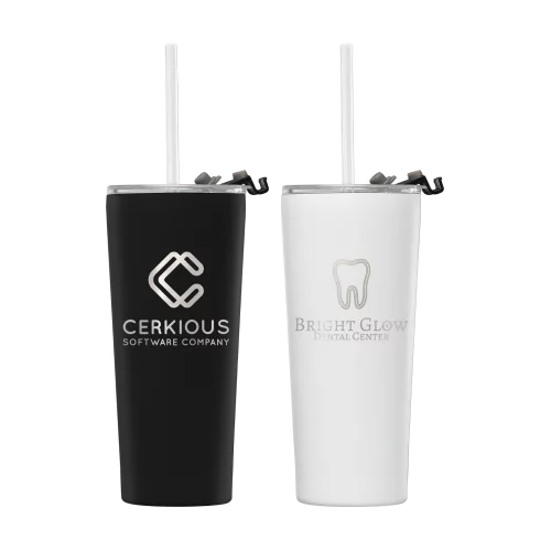 Excalibur - Gobelet en acier inoxydable à double paroi de 22 oz avec paille - Laser