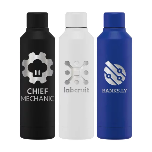 Olympus - Bouteille en acier inoxydable double paroi de 17 oz avec doublure en cuivre et couvercle à vis - Laser