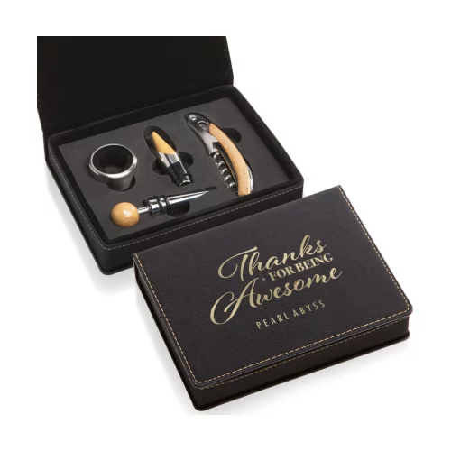 Norene Wine Accessory Set - 4pc Black/Gold
