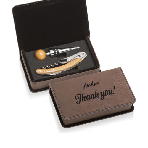 Loretto Wine Accessory Set - 2pc Dark Brown